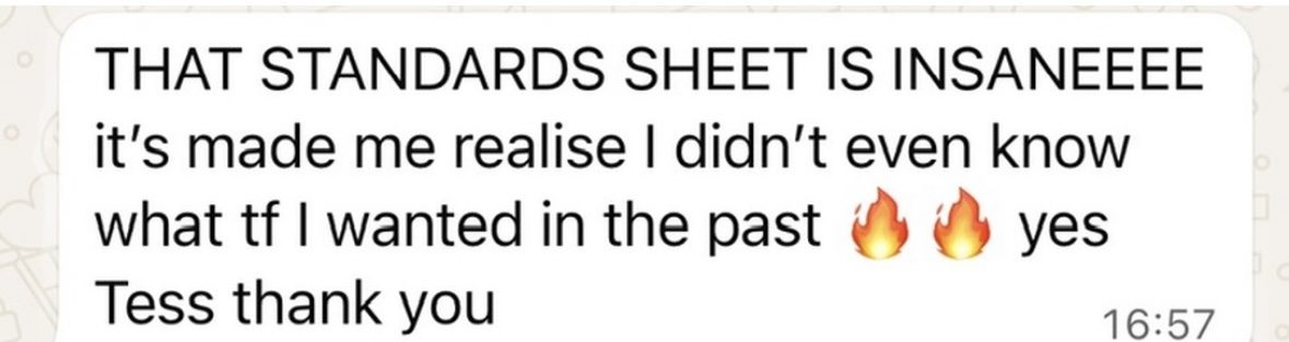 Message from a client: that standards sheet is insane, it's made me realise I didn't even know what I wanted in the past